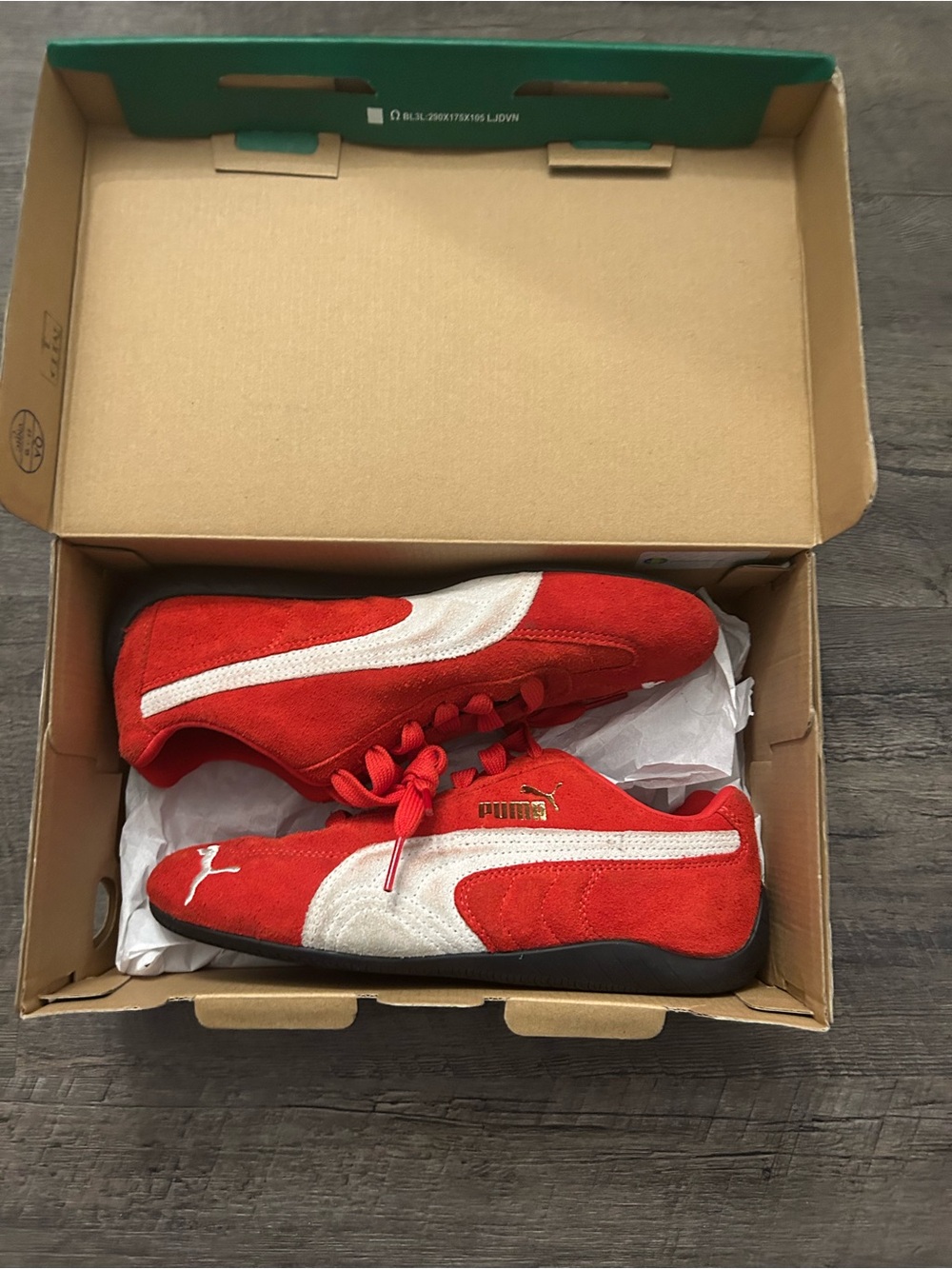 Puma Red and White Suede Sneaker Shoes